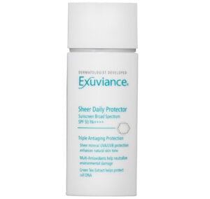 Exuviance Sheer Daily Sunscreen has green tea extract to help boost the anti-aging protection from the sun.